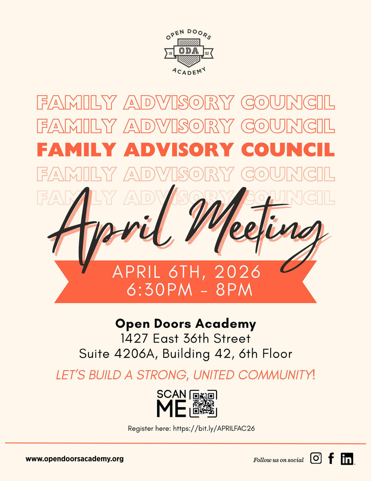 Family Advisory Council (FAC) April Meeting